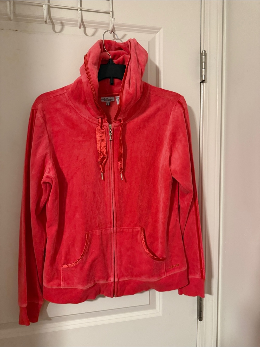 IZOD Coral Pink Velour Zip-Up Hoodie
